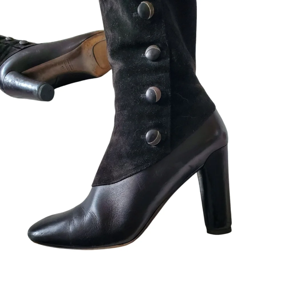💫SOLD💫Marc Jacobs Vintage Rare Suede Black Knee-High Boots - EU 41 - Picture 6 of 10